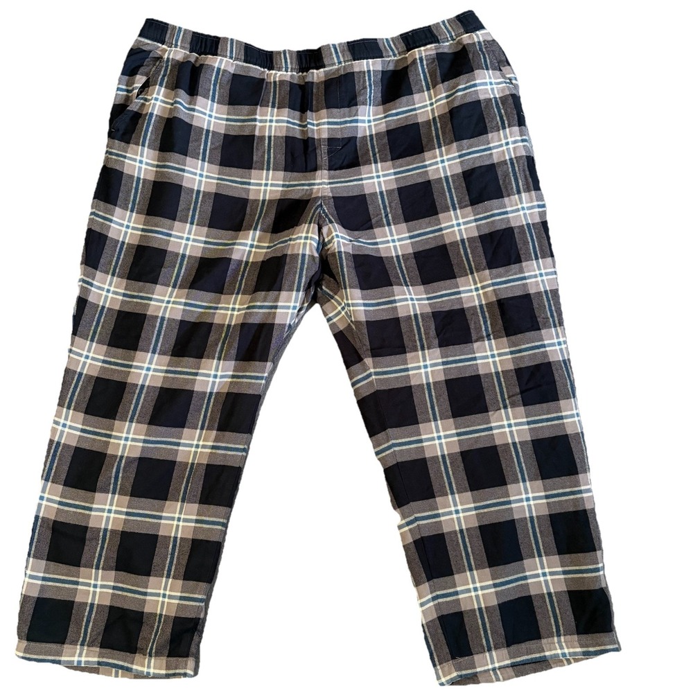 L.L. Bean Fleece Lined Flannel Lounge Pants Men XXXL 28 Coal Plaid Sleepwear NEW
